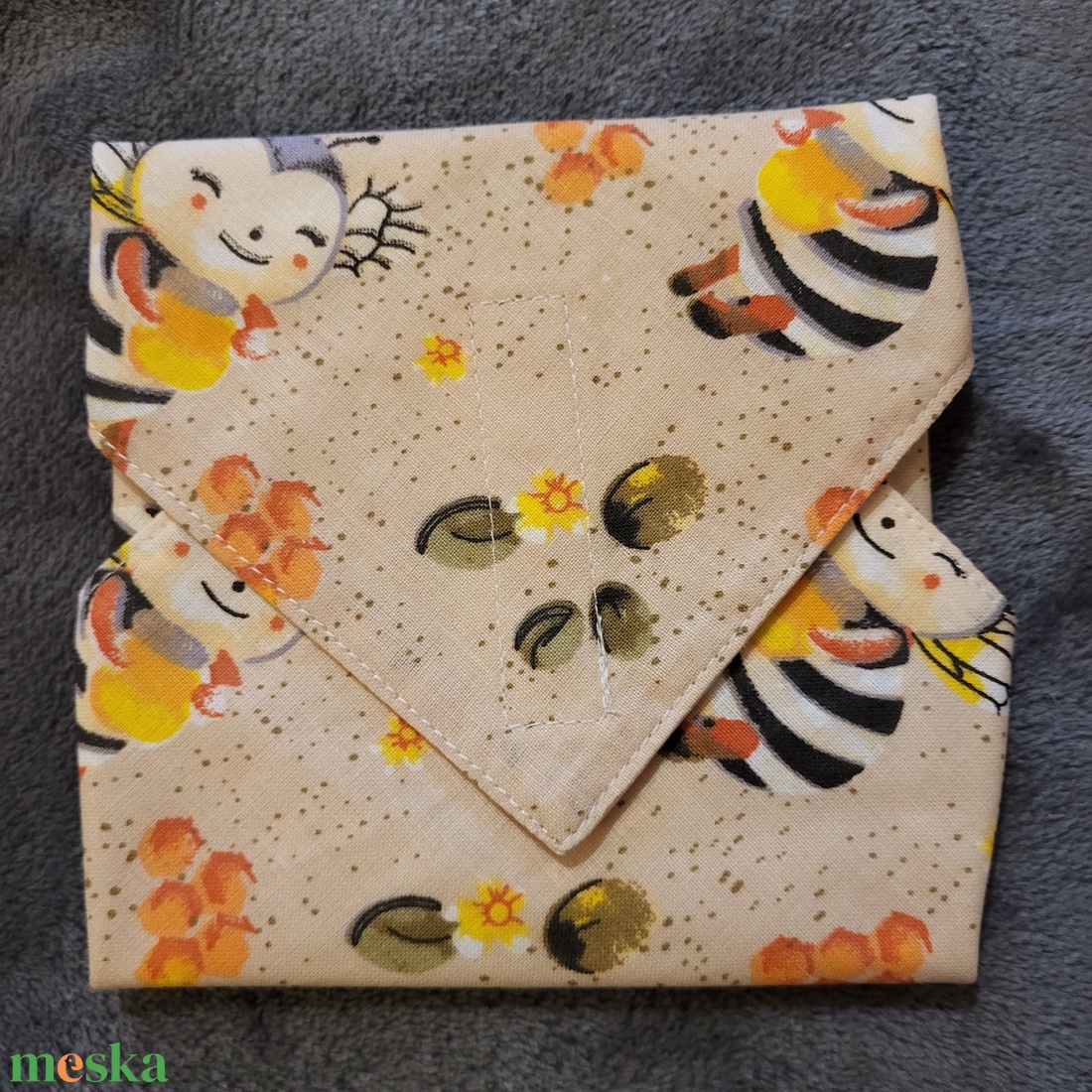 Öko szendvicscsomagoló - méhecskés - táska & tok - uzsonna- & ebéd tartó - szendvics csomagoló - Meska.hu