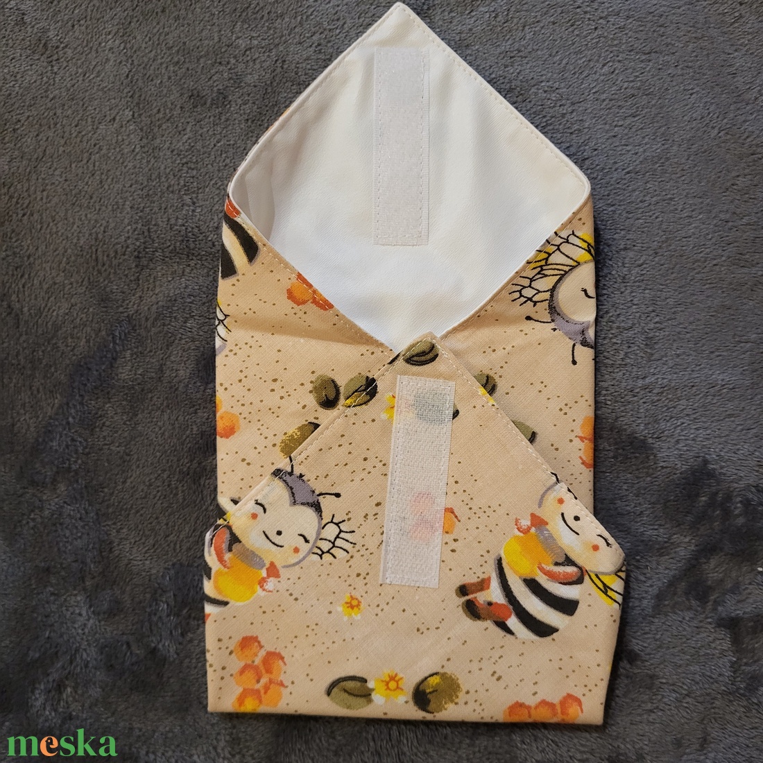 Öko szendvicscsomagoló - méhecskés - táska & tok - uzsonna- & ebéd tartó - szendvics csomagoló - Meska.hu