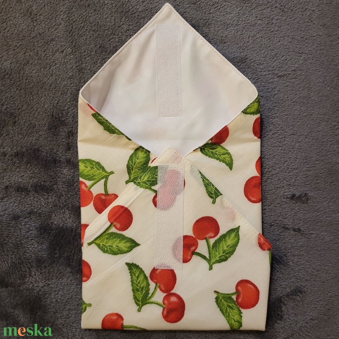 Öko szendvicscsomagoló - cseresznyés - táska & tok - uzsonna- & ebéd tartó - szendvics csomagoló - Meska.hu