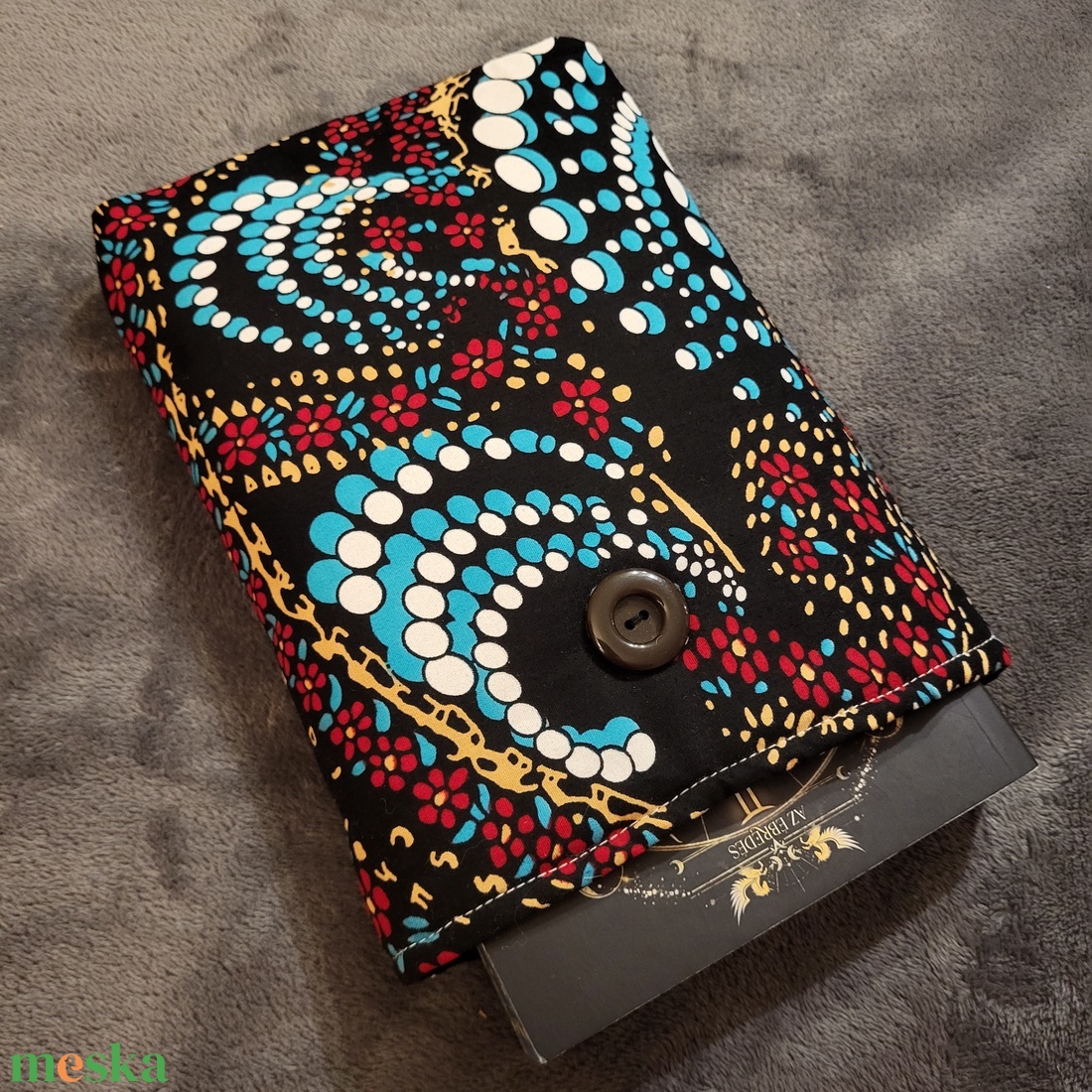 Könyvtok -  virágmintás(Afrikai textil) - könyv & zene - könyvtok - Meska.hu