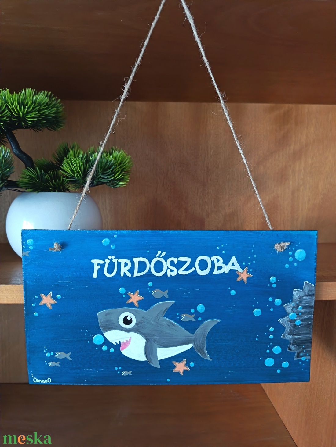 Cá'Papa, a dühfaló cápa - Hangulatdekor történettel - otthon & életmód - dekoráció - ajtó- és ablak dekoráció - ajtótábla - Meska.hu
