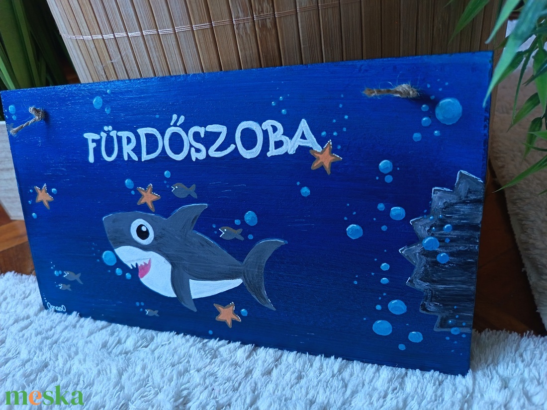Cá'Papa, a dühfaló cápa - Hangulatdekor történettel - otthon & életmód - dekoráció - ajtó- és ablak dekoráció - ajtótábla - Meska.hu