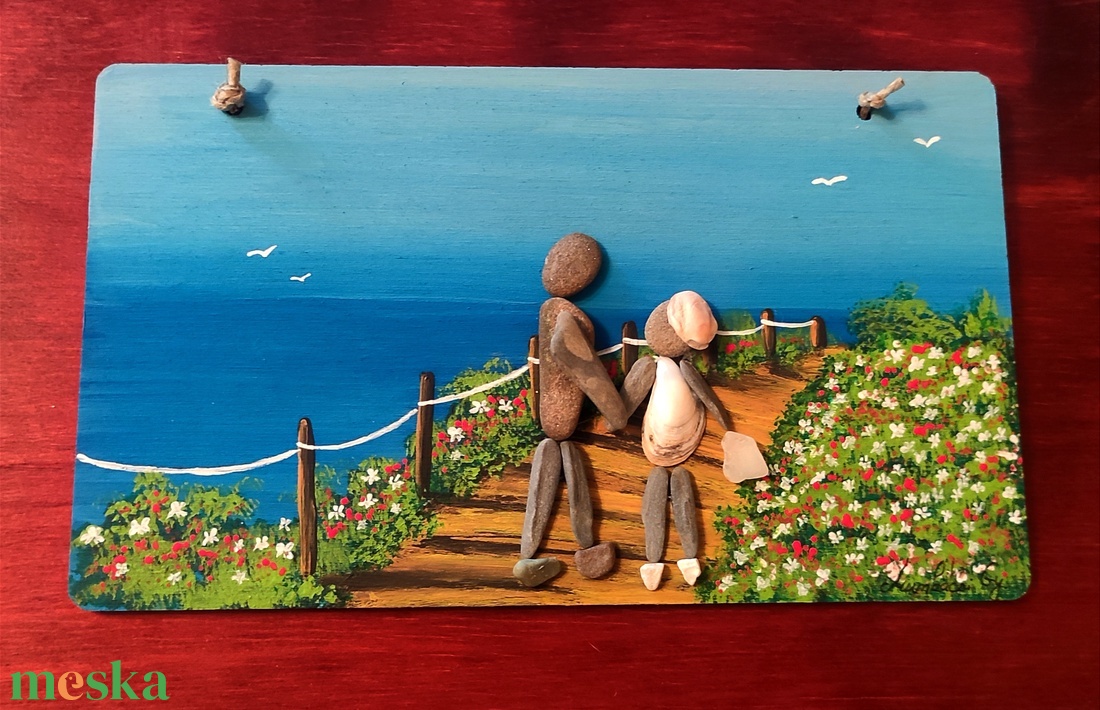 Hurrááá nyaralunk! Kavicskép 12x20 - otthon & életmód - dekoráció - kép & falikép - kavics kép - Meska.hu