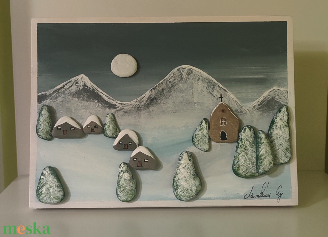 Téli táj kavicskép 20 x 15 cm - otthon & életmód - dekoráció - kép & falikép - kavics kép - Meska.hu Téli táj kavicskép 20 x 15 cm - otthon & életmód - dekoráció - kép & falikép - kavics kép - Meska.hu