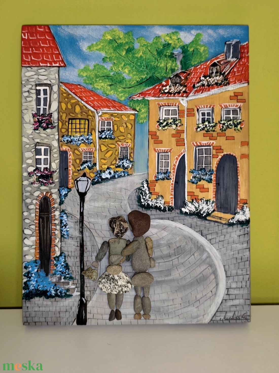 Szerelem kavicskép 25x19 cm - otthon & életmód - dekoráció - kép & falikép - kavics kép - Meska.hu