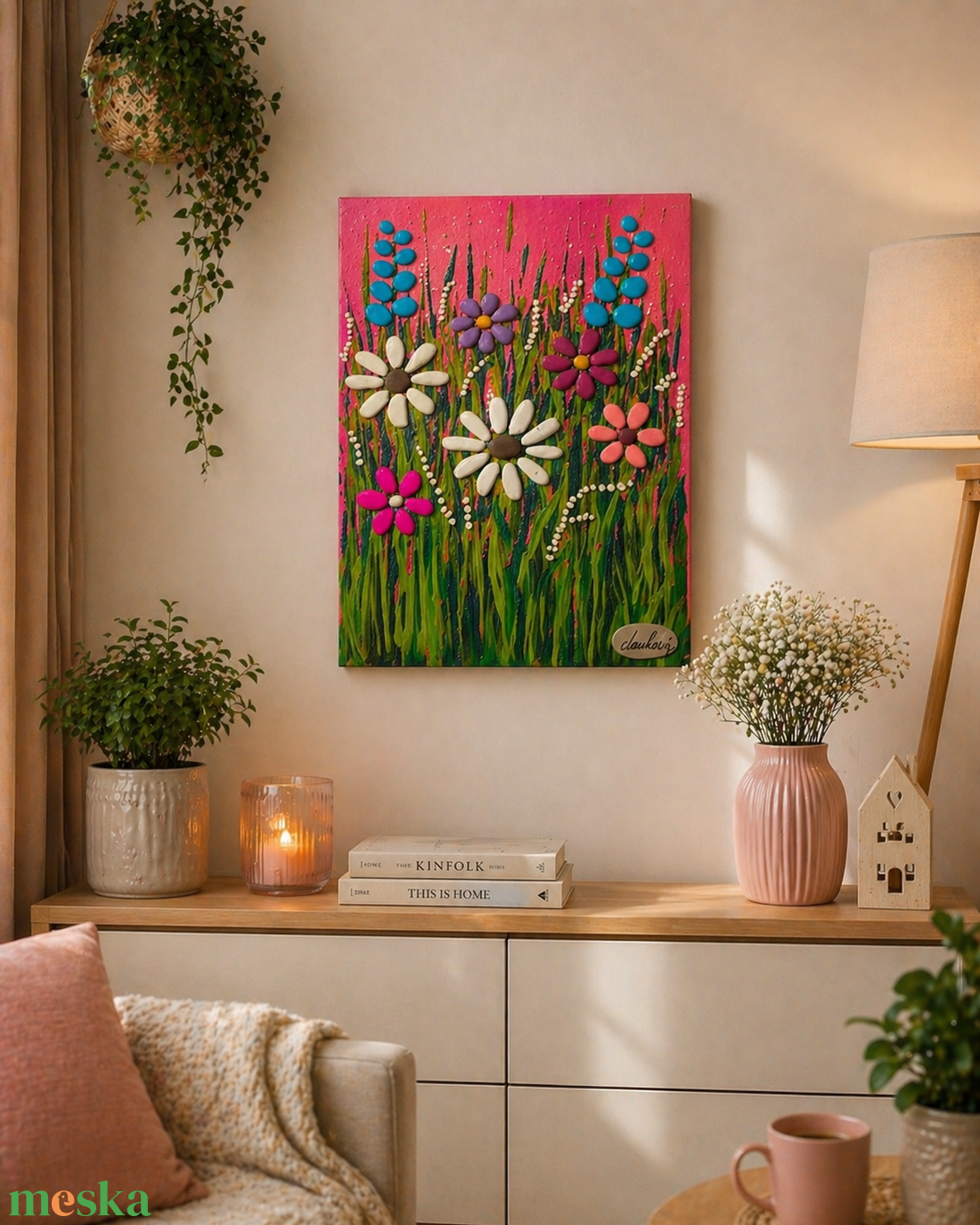 Tavaszi suttogás kavicskép - otthon & életmód - dekoráció - kép & falikép - kavics kép - Meska.hu