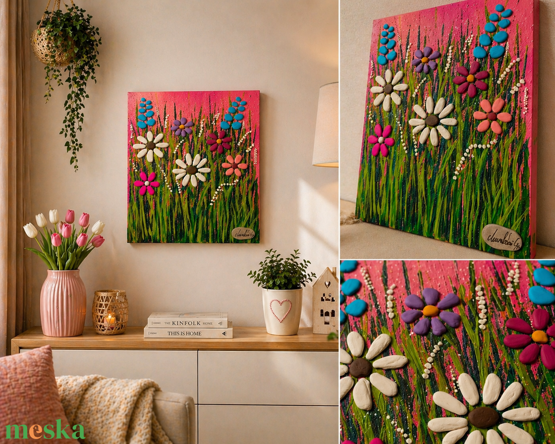 Tavaszi suttogás kavicskép - otthon & életmód - dekoráció - kép & falikép - kavics kép - Meska.hu