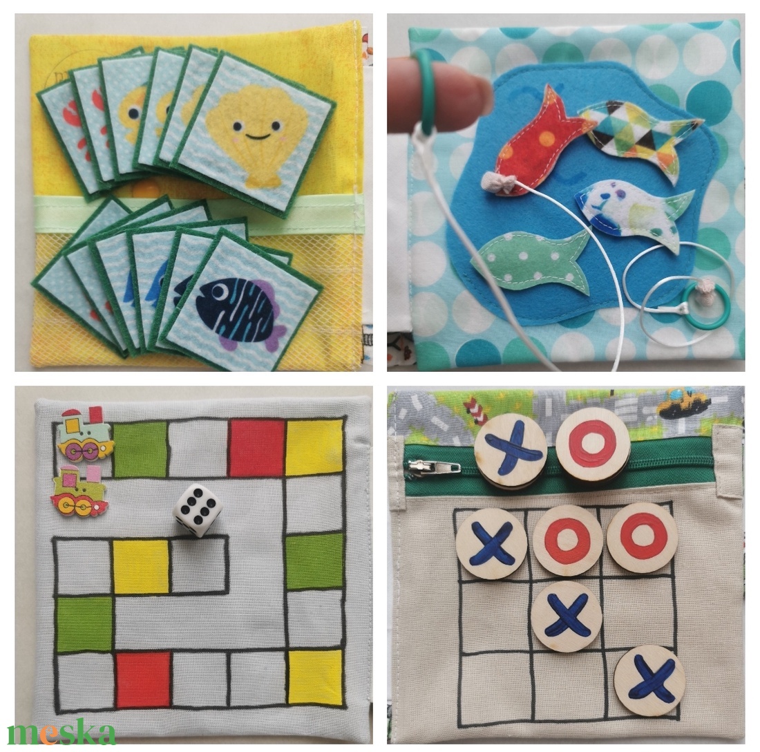 Mini társasjáték-könyvecske - robotos  - játék & sport - textilkönyv & babakönyv - Meska.hu