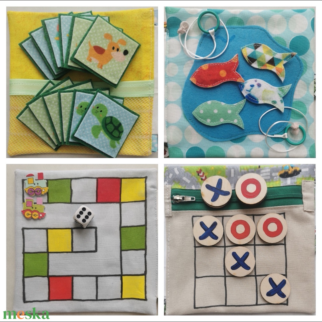 Mini társasjáték-könyvecske - dínós  - játék & sport - textilkönyv & babakönyv - Meska.hu