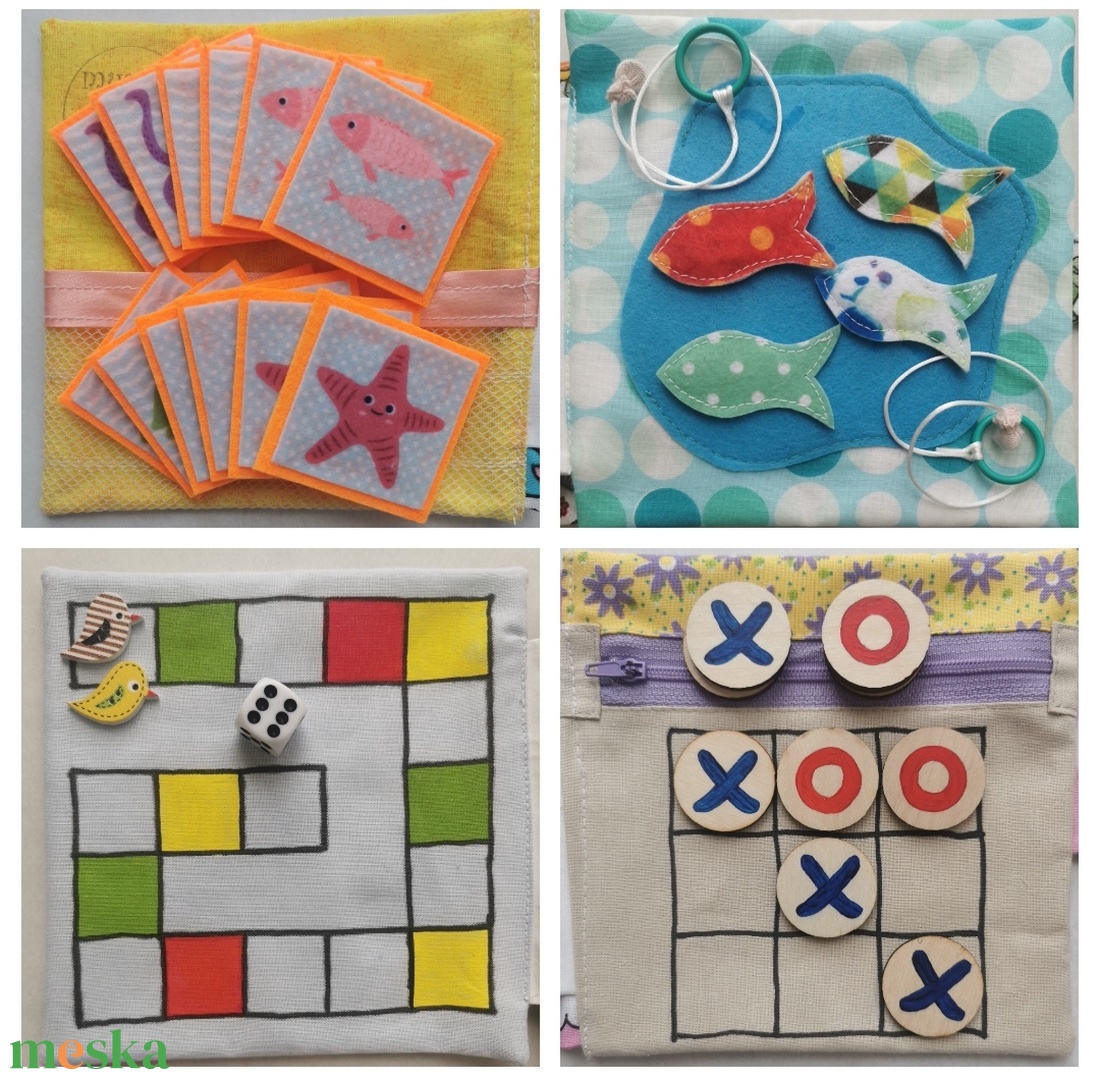 Mini társasjáték-könyvecske - unikornisos  - játék & sport - textilkönyv & babakönyv - Meska.hu