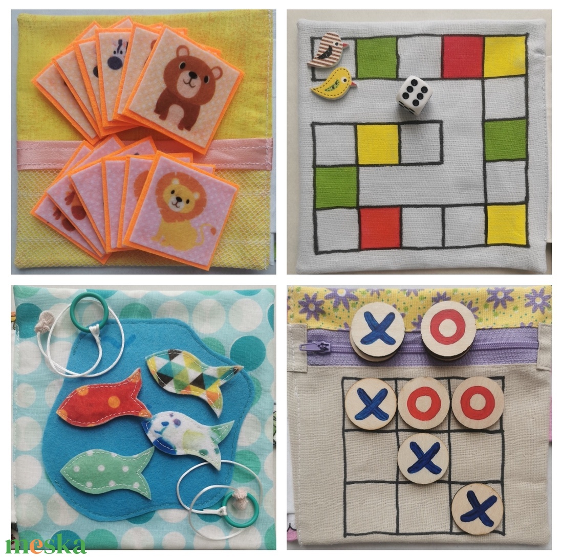 Mini társasjáték-könyvecske - baglyos  - játék & sport - textilkönyv & babakönyv - Meska.hu