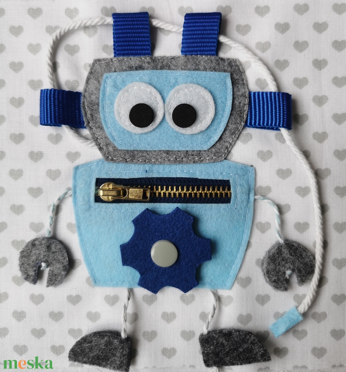 Textilkönyv egy oldala - robot  - baba - mama - baba játékok - textilkönyv & babakönyv - Meska.hu