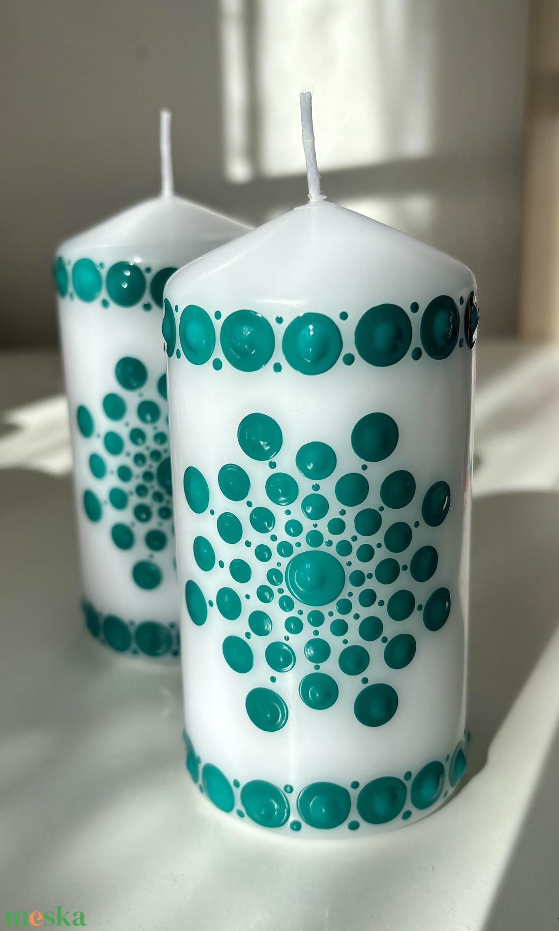 Türkiz gyertya - kellékek & szerszámok - dekorációs kellékek - dekorációs gyertya - Meska.hu