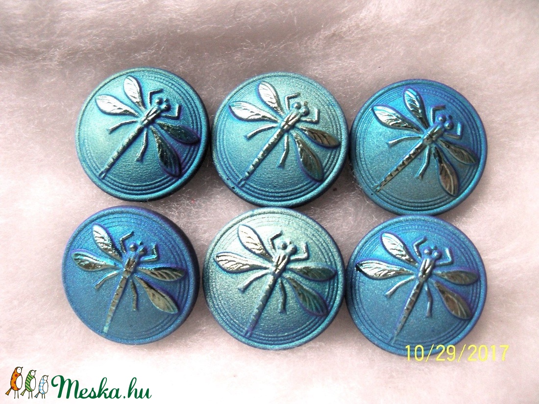 Kék szitakötő 18mm - kellékek & szerszámok - gyöngyfűzés kellékek - cabochon - Meska.hu
