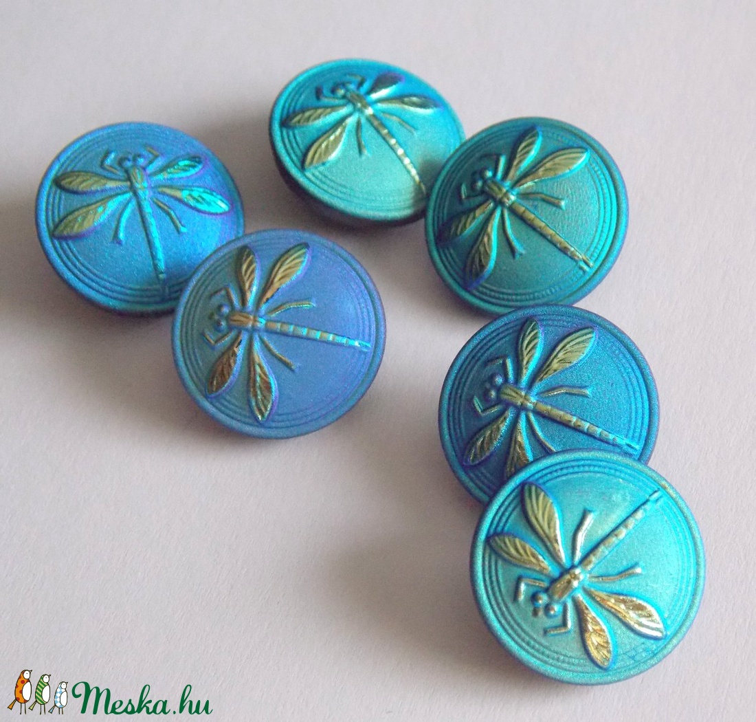 Kék szitakötő 18mm - kellékek & szerszámok - gyöngyfűzés kellékek - cabochon - Meska.hu