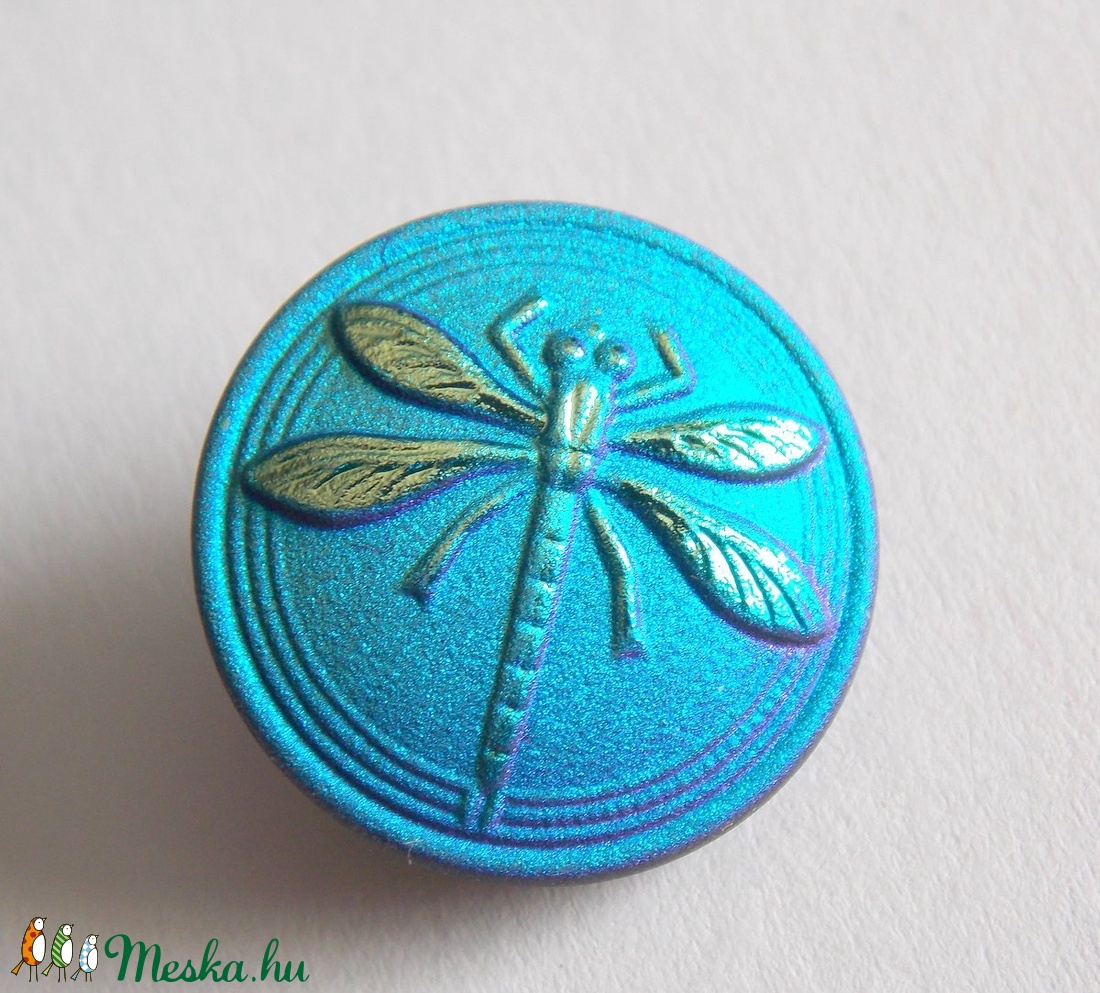 Kék szitakötő 18mm - kellékek & szerszámok - gyöngyfűzés kellékek - cabochon - Meska.hu