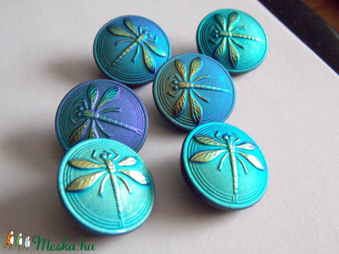 Kék szitakötő 18mm - kellékek & szerszámok - gyöngyfűzés kellékek - cabochon - Meska.hu