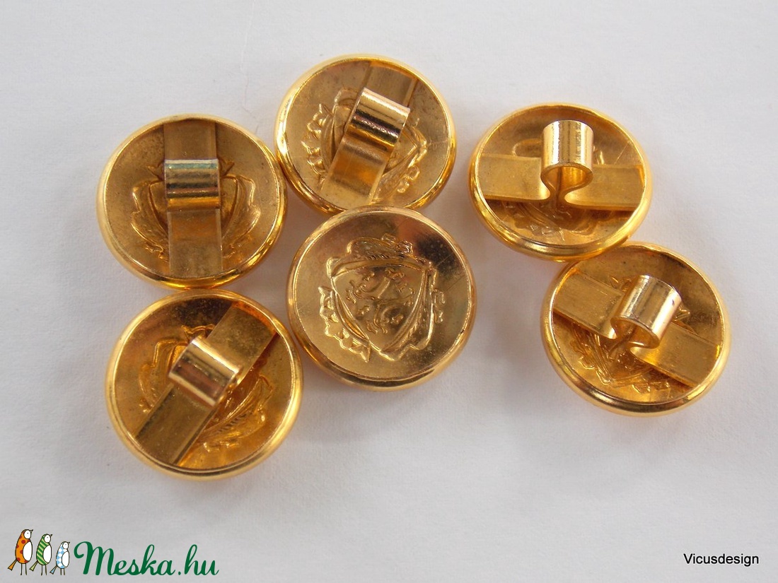  Arany színű  fém gomb 2 - kellékek & szerszámok - gyöngyfűzés kellékek - Meska.hu