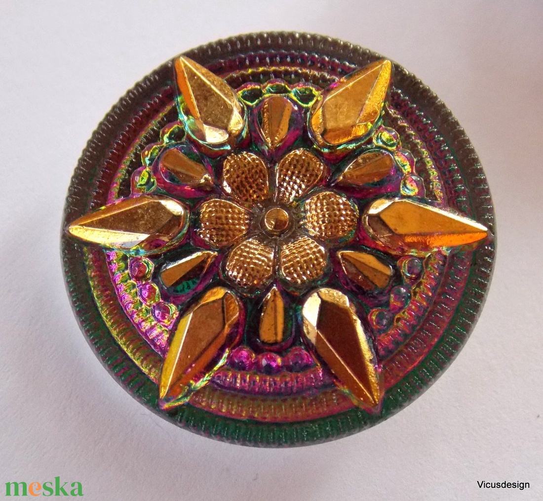 Csillagvirág 27mm cseh üveggomb - kellékek & szerszámok - gyöngyfűzés kellékek - cabochon - Meska.hu Csillagvirág 27mm cseh üveggomb - kellékek & szerszámok - gyöngyfűzés kellékek - cabochon - Meska.hu