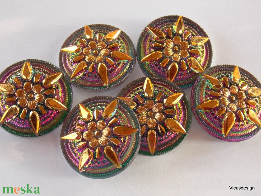 Csillagvirág 27mm cseh üveggomb - kellékek & szerszámok - gyöngyfűzés kellékek - cabochon - Meska.hu Csillagvirág 27mm cseh üveggomb - kellékek & szerszámok - gyöngyfűzés kellékek - cabochon - Meska.hu