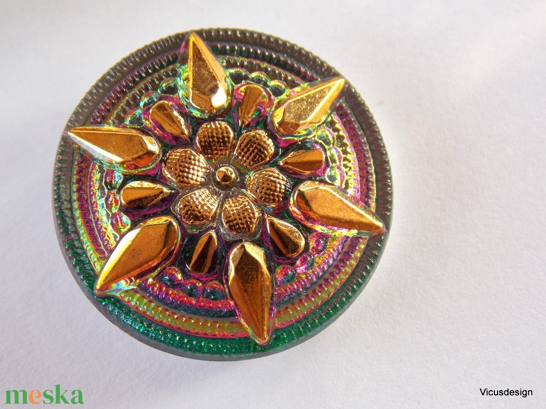 Csillagvirág 27mm cseh üveggomb - kellékek & szerszámok - gyöngyfűzés kellékek - cabochon - Meska.hu Csillagvirág 27mm cseh üveggomb - kellékek & szerszámok - gyöngyfűzés kellékek - cabochon - Meska.hu