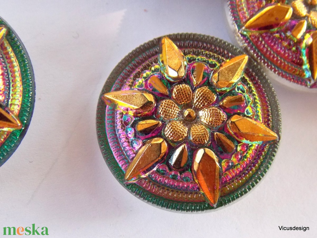 Csillagvirág 27mm cseh üveggomb - kellékek & szerszámok - gyöngyfűzés kellékek - cabochon - Meska.hu Csillagvirág 27mm cseh üveggomb - kellékek & szerszámok - gyöngyfűzés kellékek - cabochon - Meska.hu