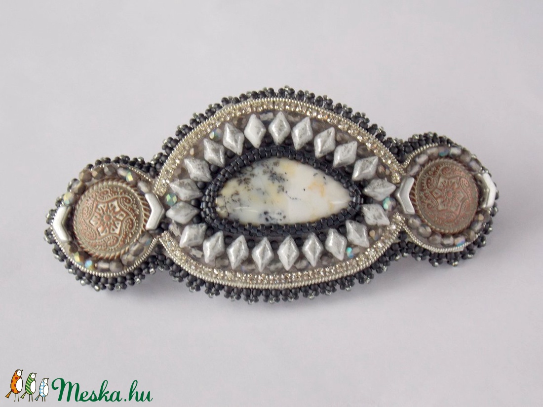 Merlinit  -gyöngy hímzett  hajcsat - ruha & divat - hajdísz & hajcsat - hajcsat & hajtű - Meska.hu