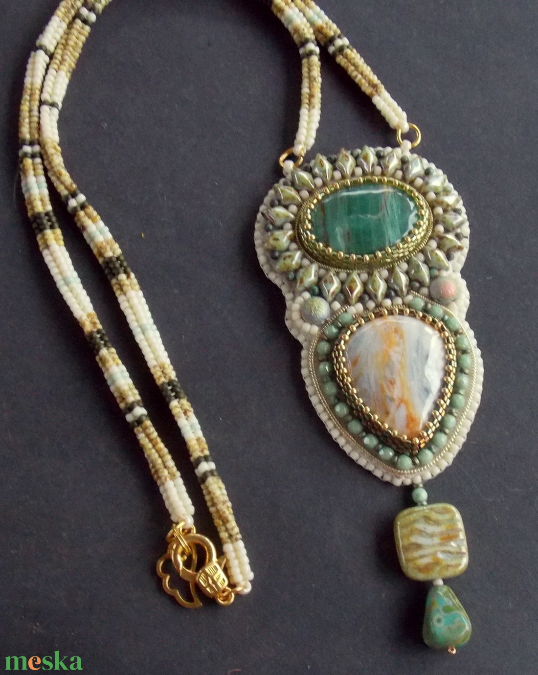 Harmónia  -gyöngy hímzett nyaklánc - ékszer - nyaklánc - gyöngyös nyaklánc - Meska.hu