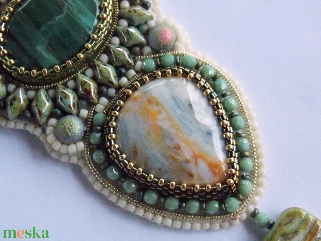 Harmónia  -gyöngy hímzett nyaklánc - ékszer - nyaklánc - gyöngyös nyaklánc - Meska.hu