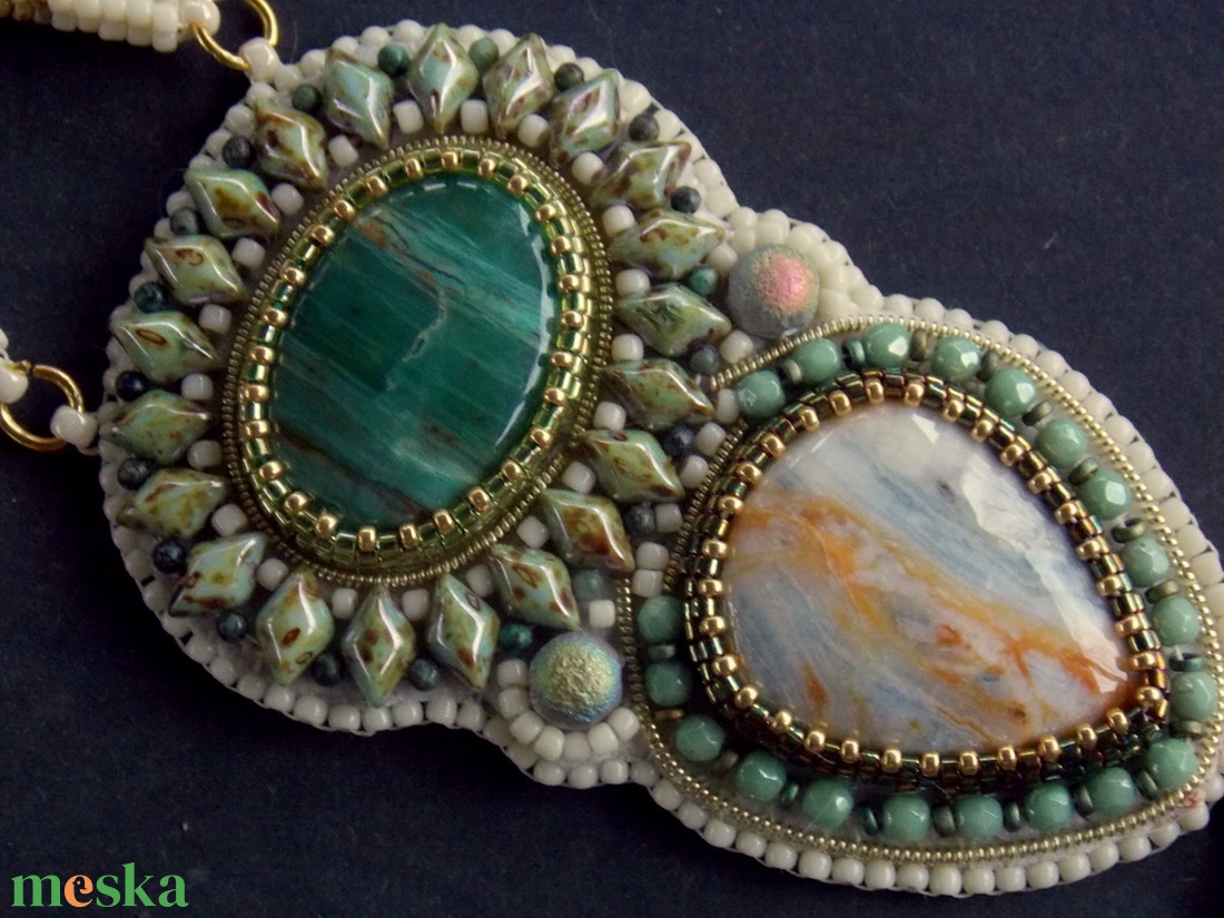 Harmónia  -gyöngy hímzett nyaklánc - ékszer - nyaklánc - gyöngyös nyaklánc - Meska.hu