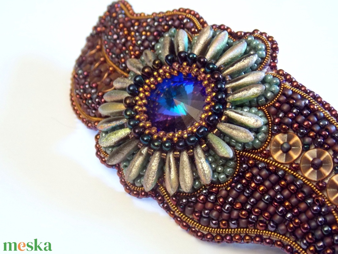 Kaktusz - gyöngy hímzett  hajcsat - ruha & divat - hajdísz & hajcsat - hajcsat & hajtű - Meska.hu