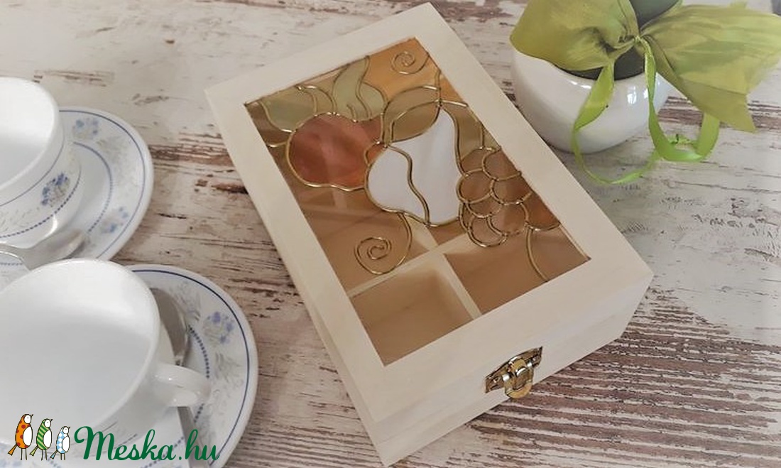 Tea díszdoboz vintage gyümölcs mintával - - Meska.hu Tea díszdoboz vintage gyümölcs mintával - - Meska.hu