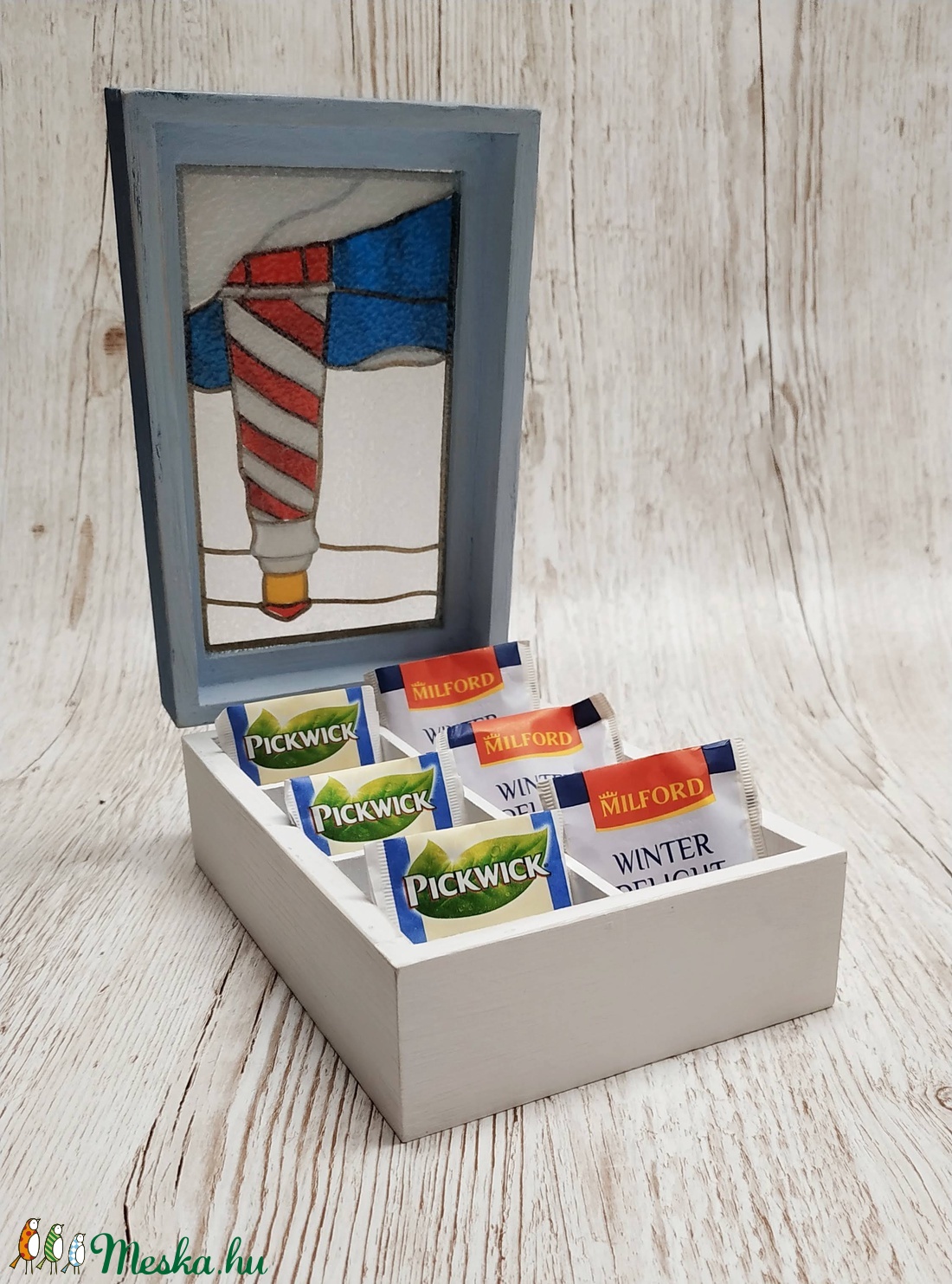 Tenger mintás vintage teás doboz - - Meska.hu Tenger mintás vintage teás doboz - - Meska.hu