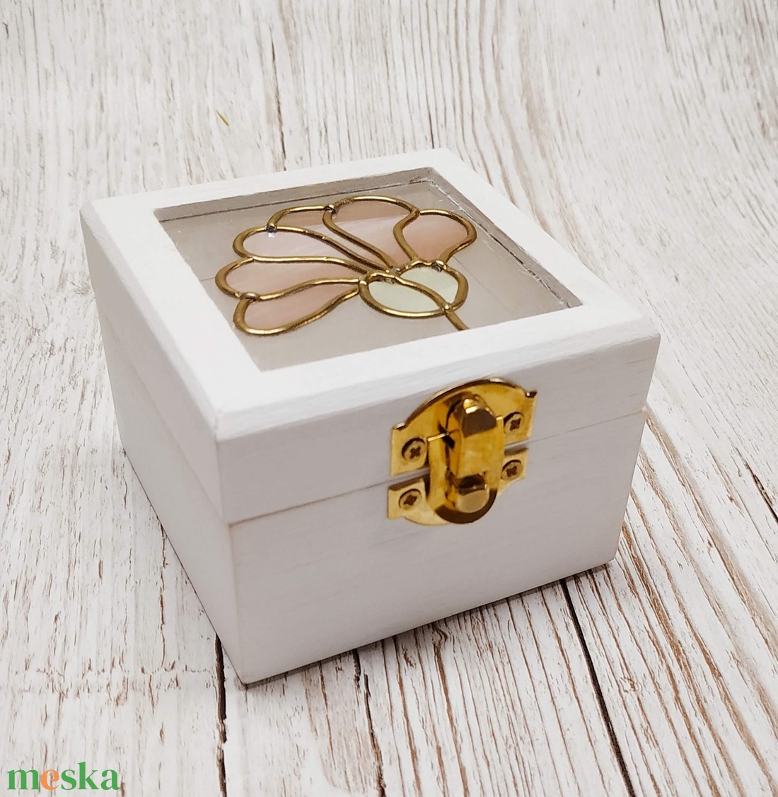 Mini vintage ajándék  gyűrűtartó doboz Szegfű - esküvő - kiegészítők - gyűrűtartó & gyűrűpárna - Meska.hu