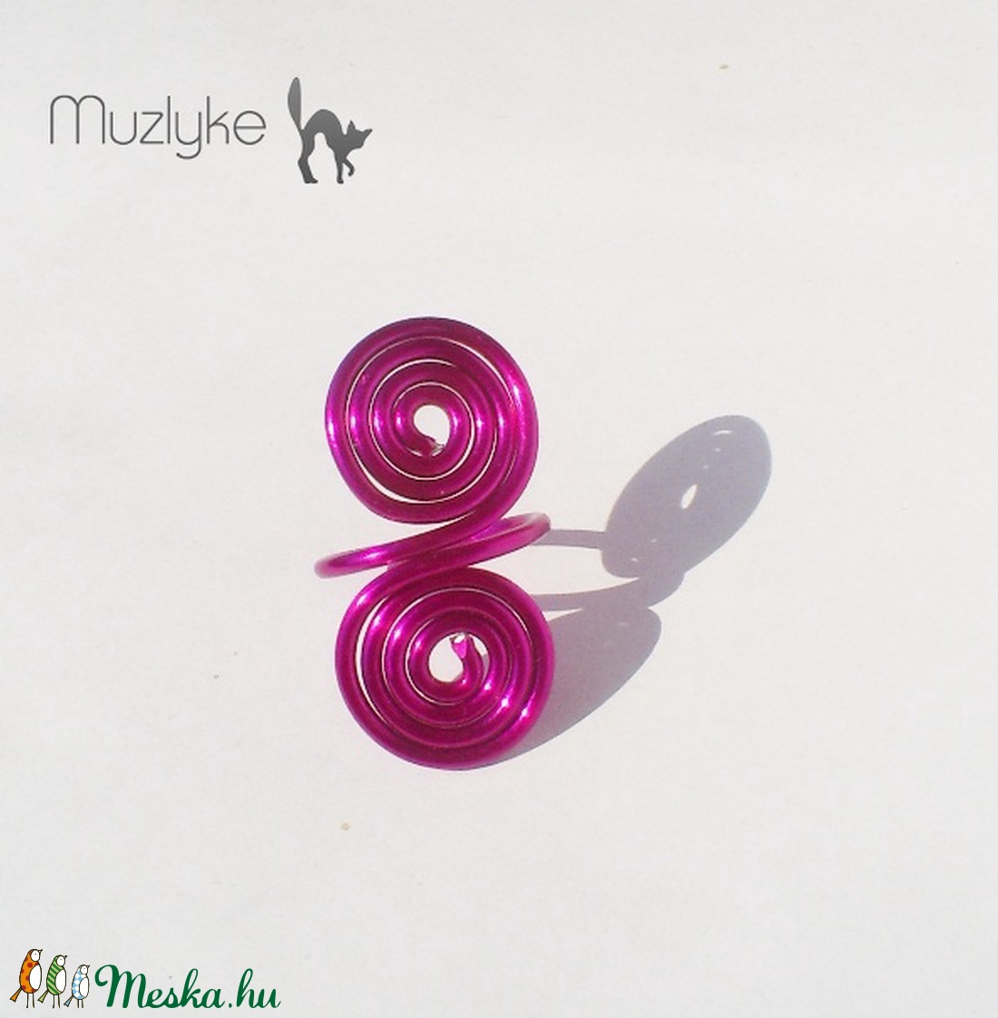 Pink csigás gyűrű-Akció! - ékszer - gyűrű - fonódó gyűrű - Meska.hu