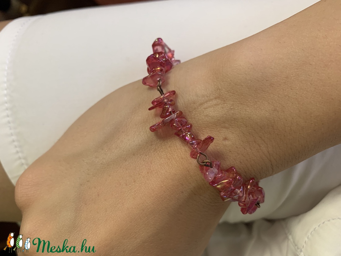 Pink üvegsplitteres karkötő - ékszer - karkötő - gyöngyös karkötő - Meska.hu Pink üvegsplitteres karkötő - ékszer - karkötő - gyöngyös karkötő - Meska.hu