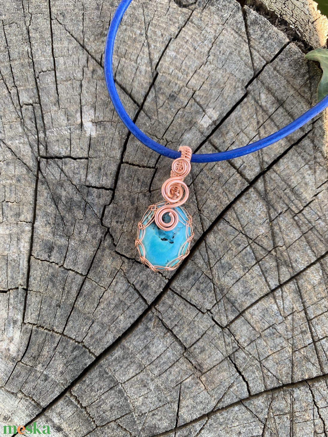 Valódi vörösréz türkiz medál+ajándék - ékszer - nyaklánc - medál - Meska.hu