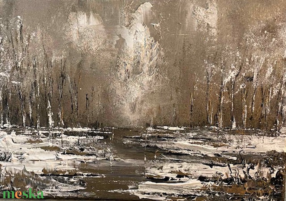 Téli táj - művészet - festmény - akril - Meska.hu
