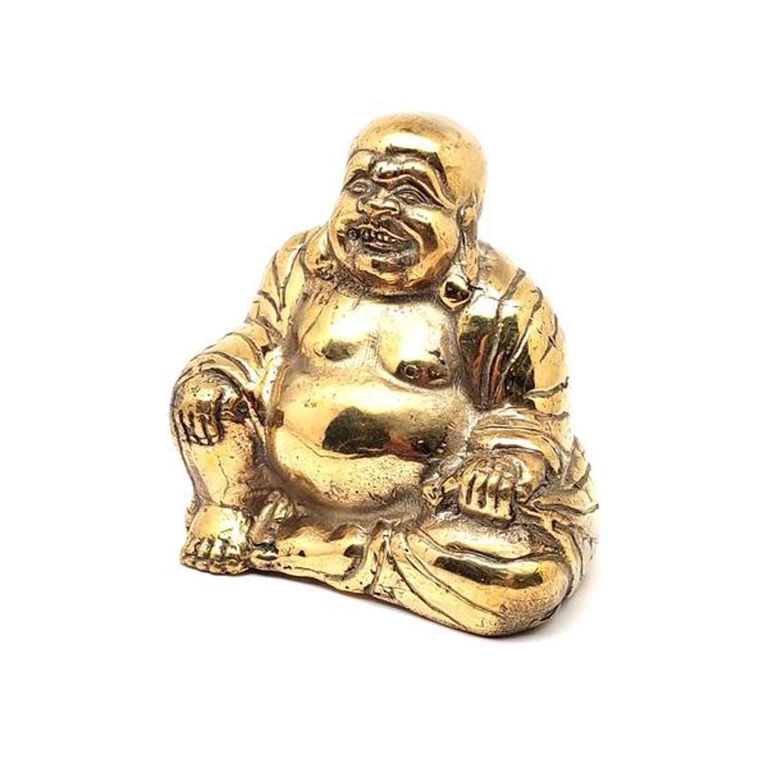 Réz figura nevető Buddha arany 8x7cm - otthon & életmód - dekoráció - dísztárgy - Meska.hu