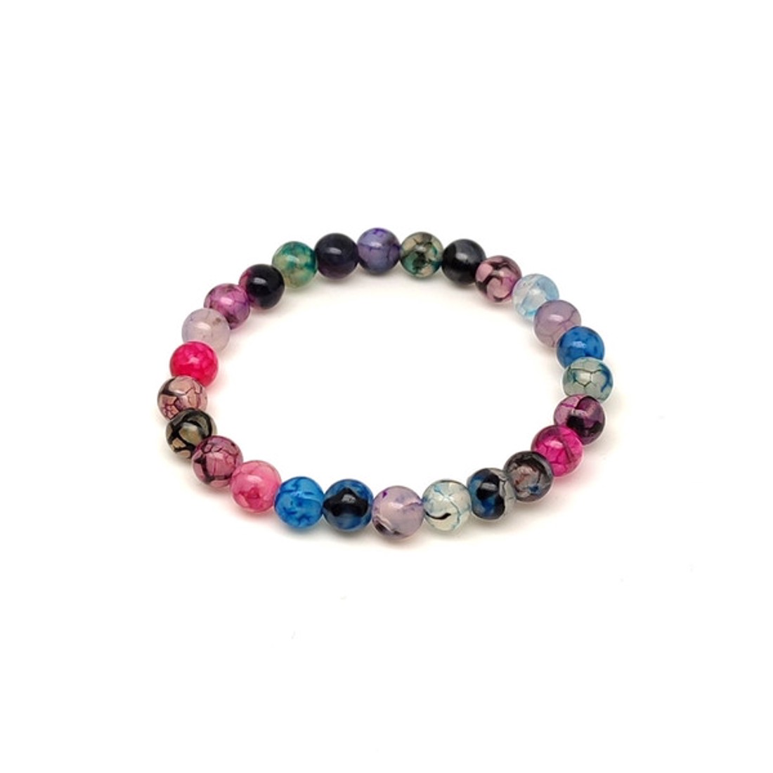 Lila-multicolor tűz achát golyós gyerek ásvány karkötő 6mm - ékszer - karkötő - ásványkarkötő - Meska.hu