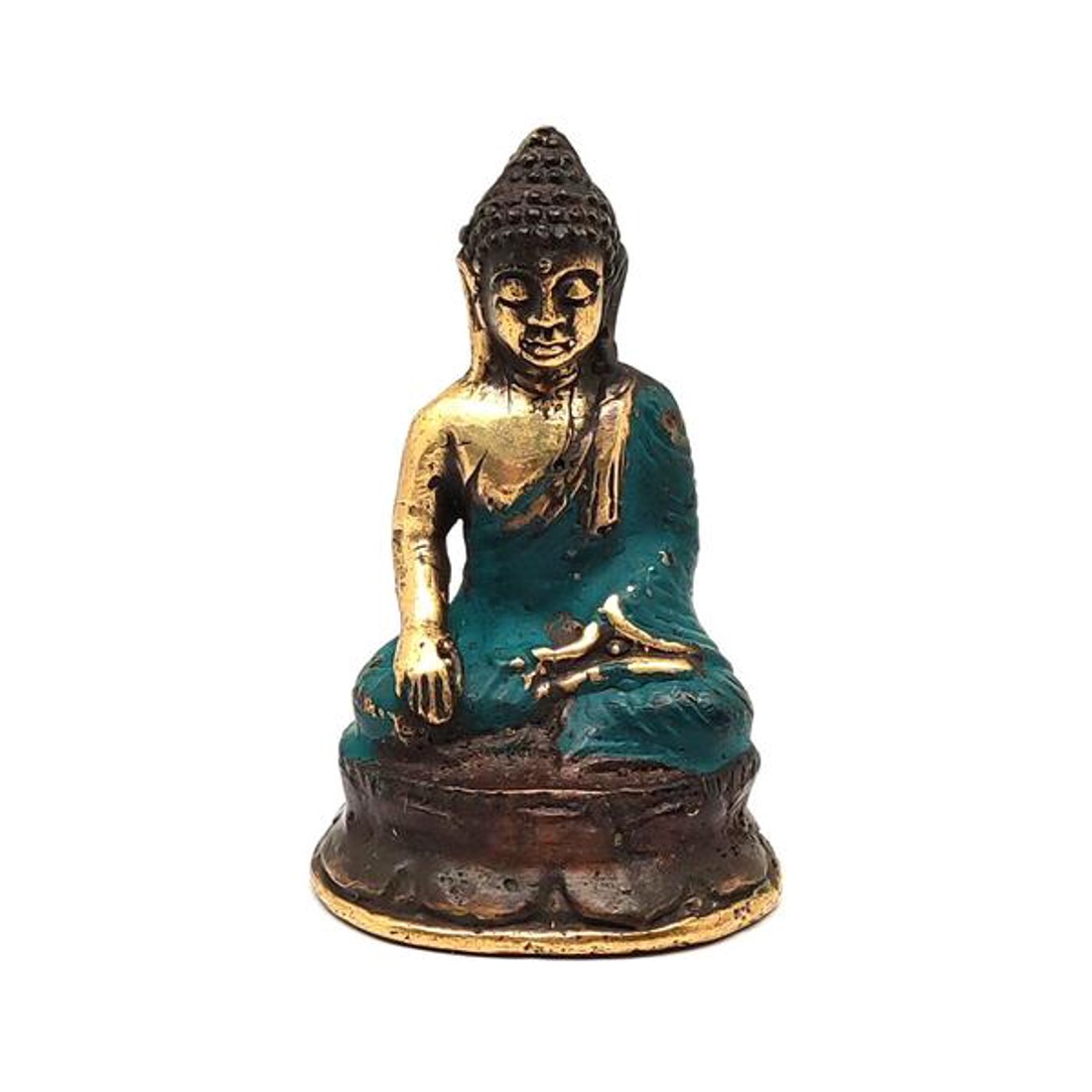 Réz figura Buddha arany kék 7x4,5cm - otthon & életmód - dekoráció - spiritualitás - Meska.hu