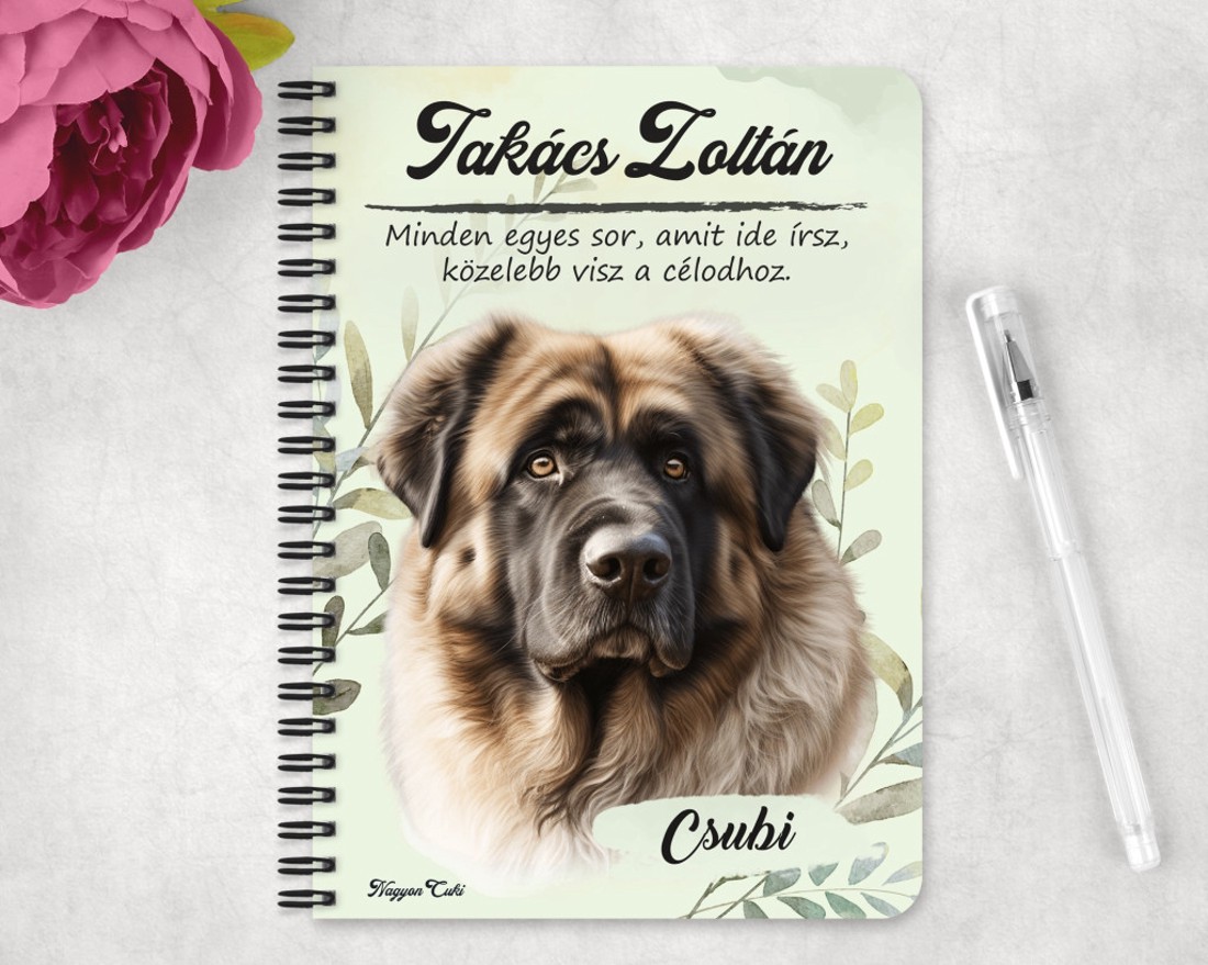 Személyre szabható - Kaukázusi juhászkutya portré mintás A5-ös füzet - otthon & életmód - papír, írószer - jegyzetfüzet & napló - Meska.hu