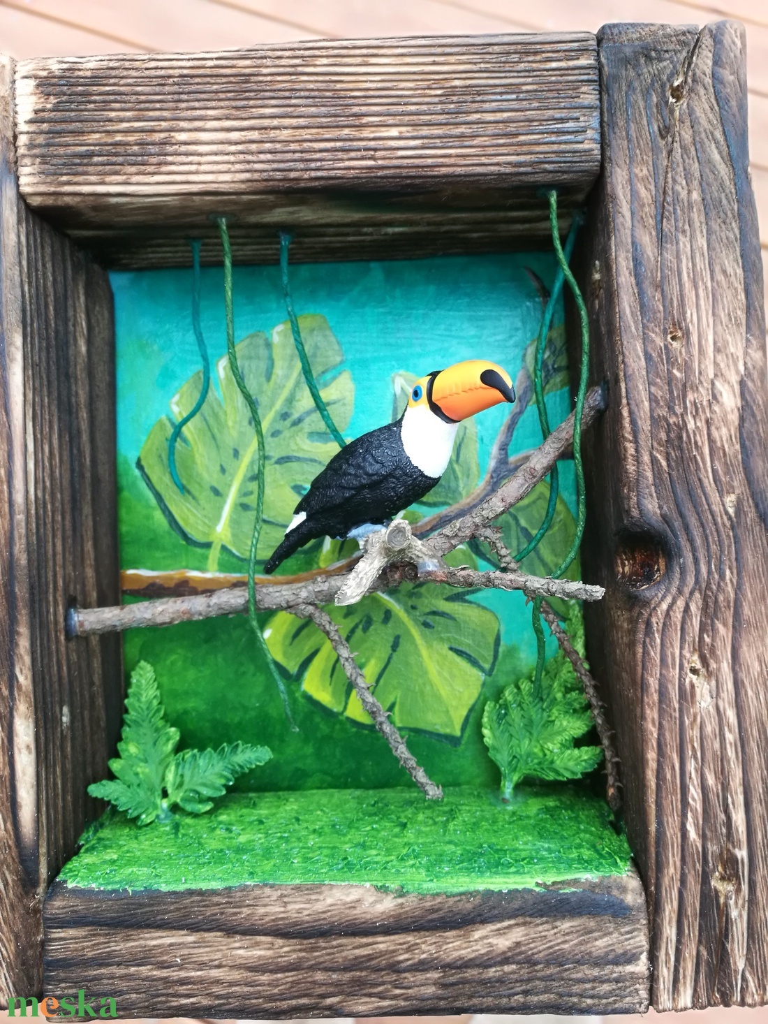 Tukános shadowbox, falikép - otthon & életmód - dekoráció - kép & falikép - fából készült kép - Meska.hu Tukános shadowbox, falikép - otthon & életmód - dekoráció - kép & falikép - fából készült kép - Meska.hu