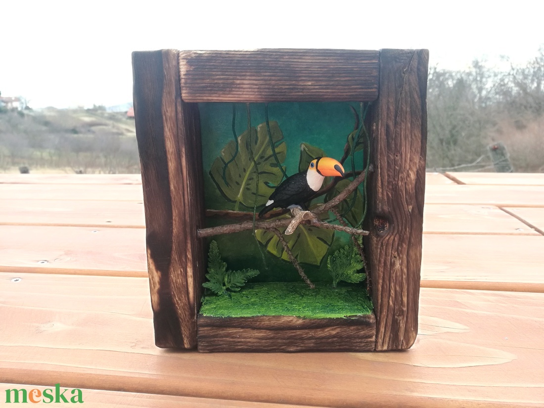 Tukános shadowbox, falikép - otthon & életmód - dekoráció - kép & falikép - fából készült kép - Meska.hu Tukános shadowbox, falikép - otthon & életmód - dekoráció - kép & falikép - fából készült kép - Meska.hu