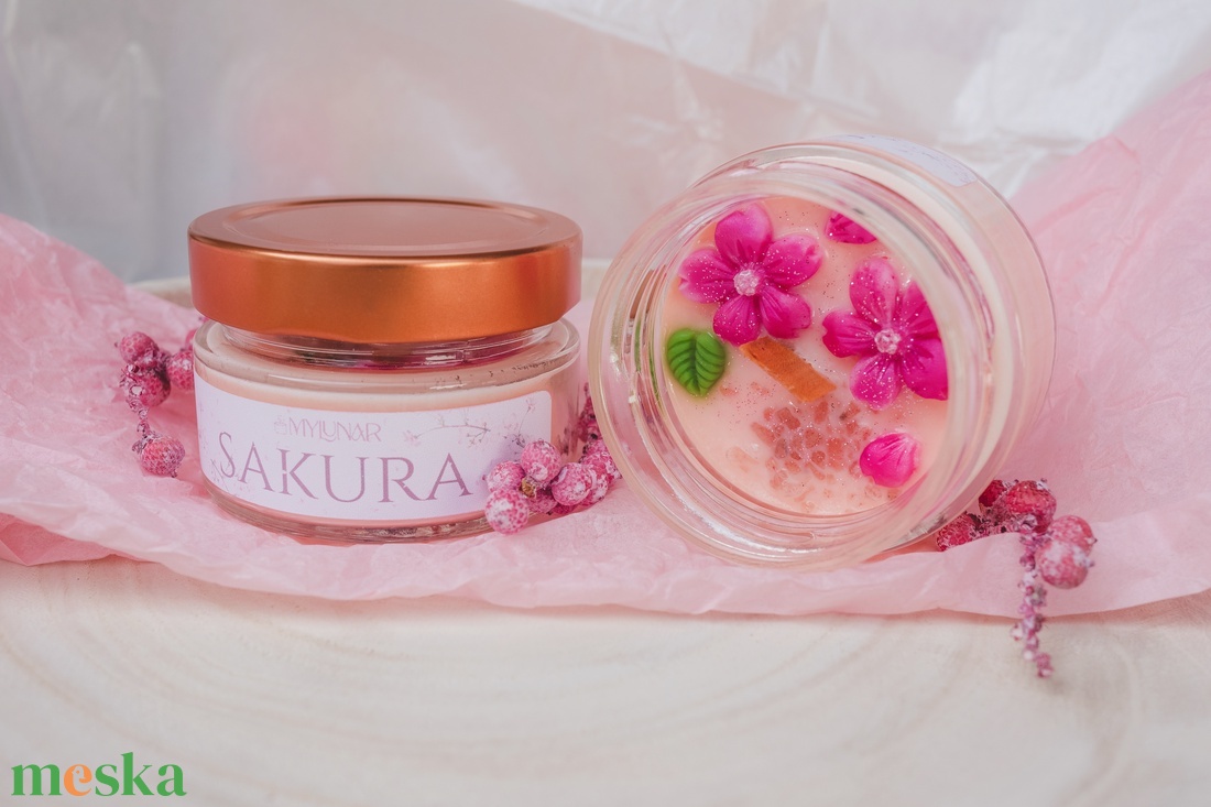 Sakura szójaviasz illatgyertya - otthon & életmód - gyertya, illat, aroma - gyertya - Meska.hu