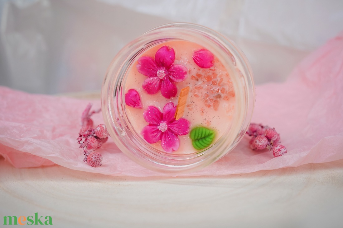 Sakura szójaviasz illatgyertya - otthon & életmód - gyertya, illat, aroma - gyertya - Meska.hu