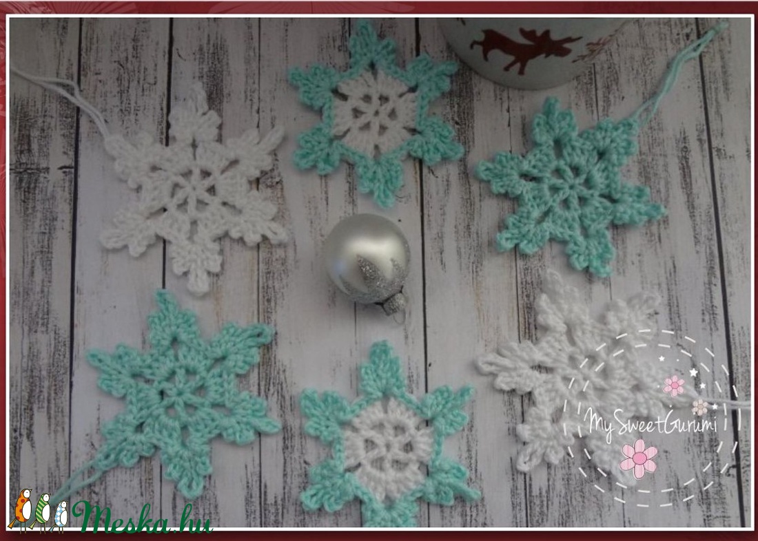 Jégvarázs hópihe szett - horgolt karácsonyi hópehely díszek -  - Meska.hu