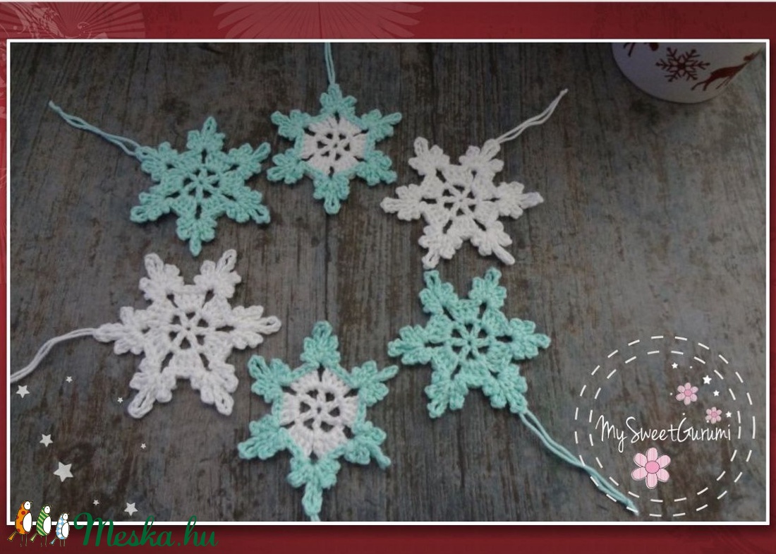 Jégvarázs hópihe szett - horgolt karácsonyi hópehely díszek -  - Meska.hu