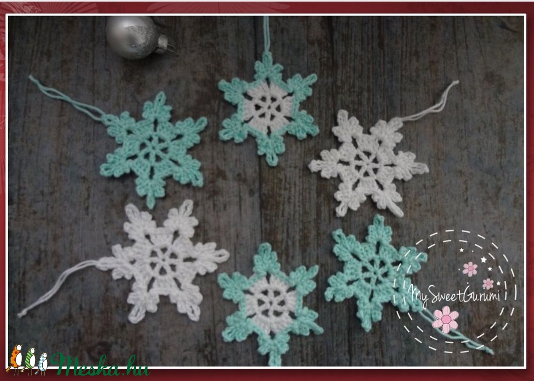 Jégvarázs hópihe szett - horgolt karácsonyi hópehely díszek -  - Meska.hu