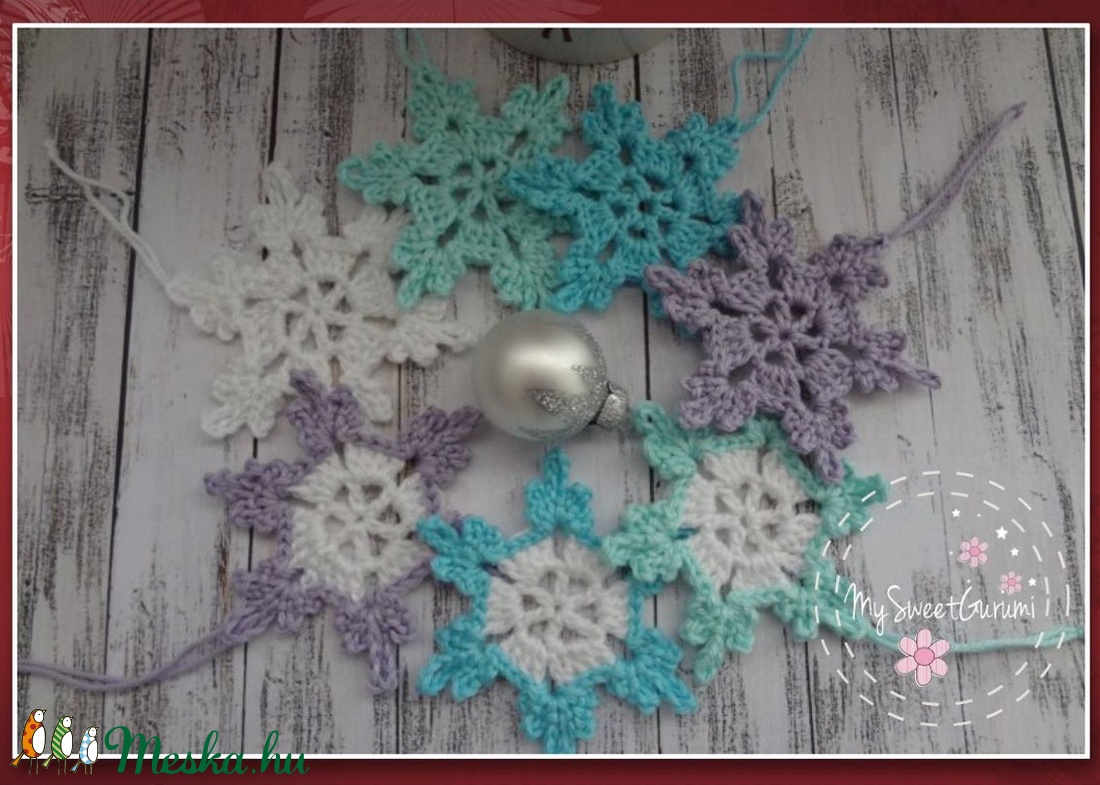 Jégvarázs hópihe szett - horgolt karácsonyi hópehely díszek -  - Meska.hu
